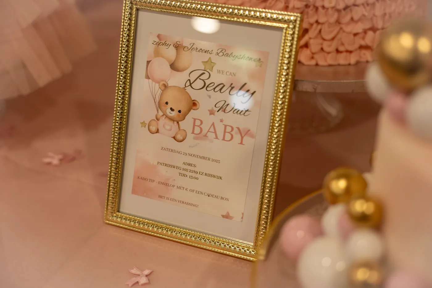 Detail van babyshower decoratie