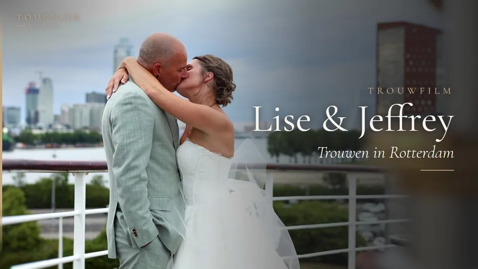 Still uit de trouwfilm van Lise en Jeffrey in Rotterdam